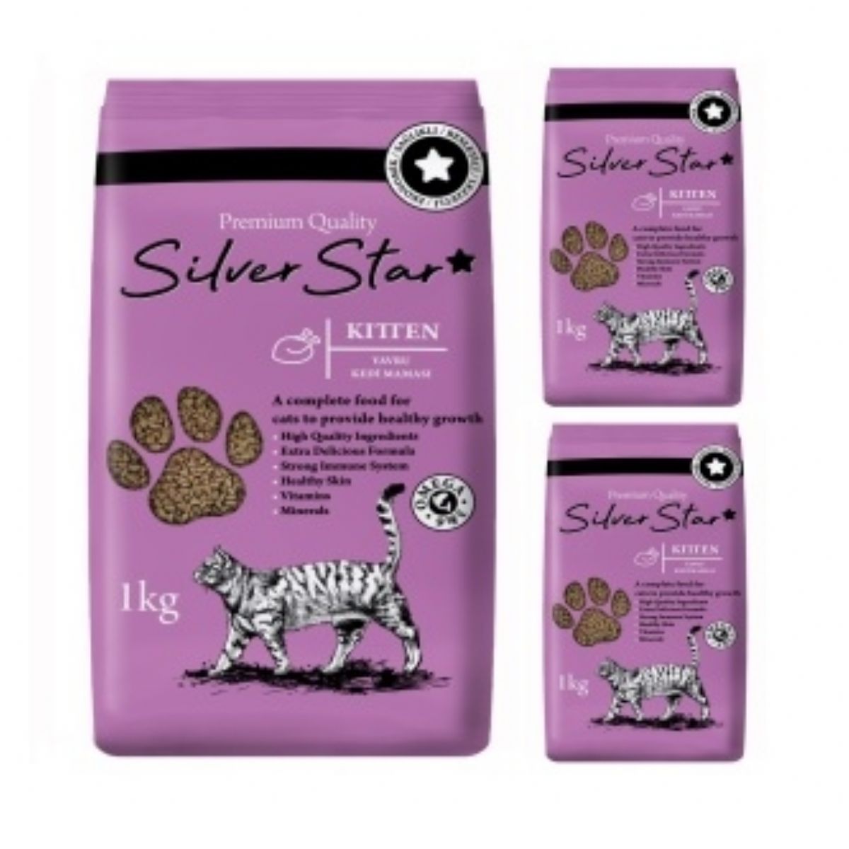 Yavru Kedi Mamaları | Silver Star Tavuklu Yavru Kedi Maması 1 Kg * 3 Adet | SSSSTAR-11 | 